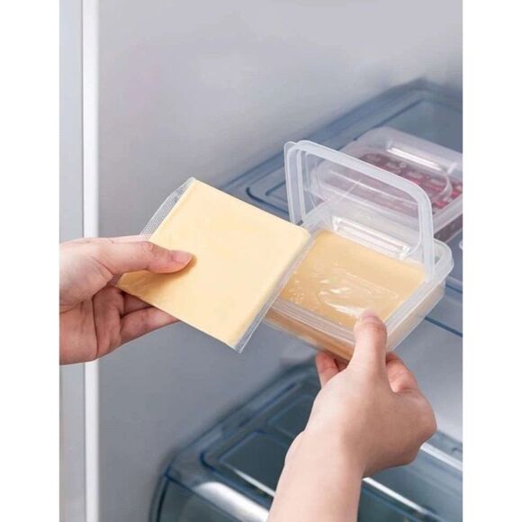 Clear Food Storage Box Plastic Refrigerator Cheese Box 3 PCS Makeup Container Sb - Picture 4 of 7